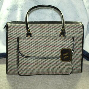 NWT Warren Reed Large Black Grey Tweed Shoulder Bag
